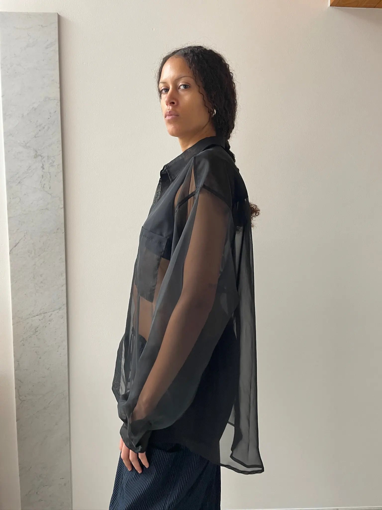 Organza Big Button Up, Black GIL RODRIGUEZ